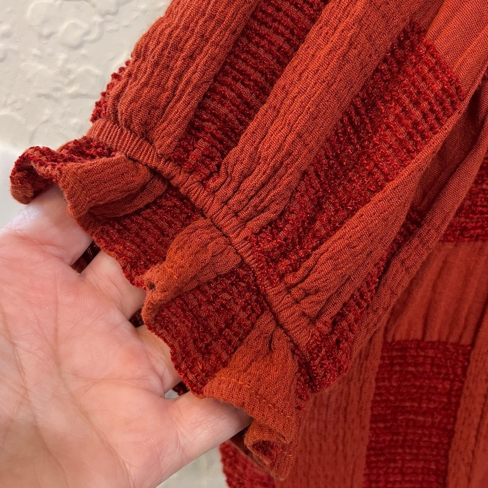 Umgee Chenille Babydoll Tunic Top Dress Rust Split Neck Long Sleeve XL - Picture 5 of 13